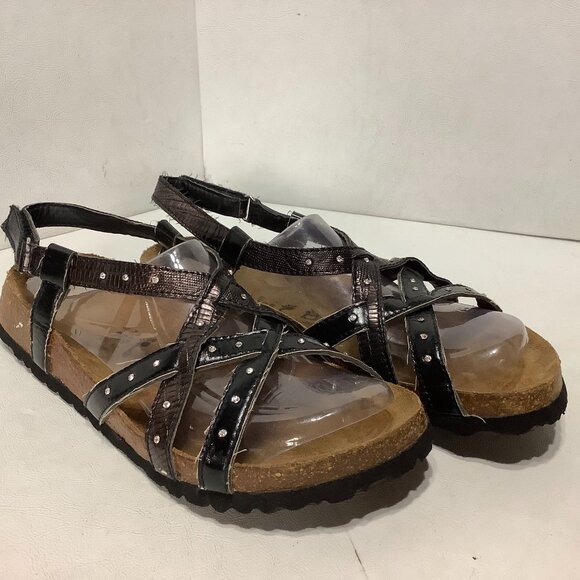 Birkenstock Betula Rhinestone Strappy Studded Sandals EU Size 41 Narrow Black - Picture 1 of 12